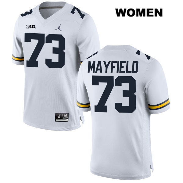 Women's NCAA Michigan Wolverines Jalen Mayfield #73 White Jordan Brand Authentic Stitched Football College Jersey TA25D53QU